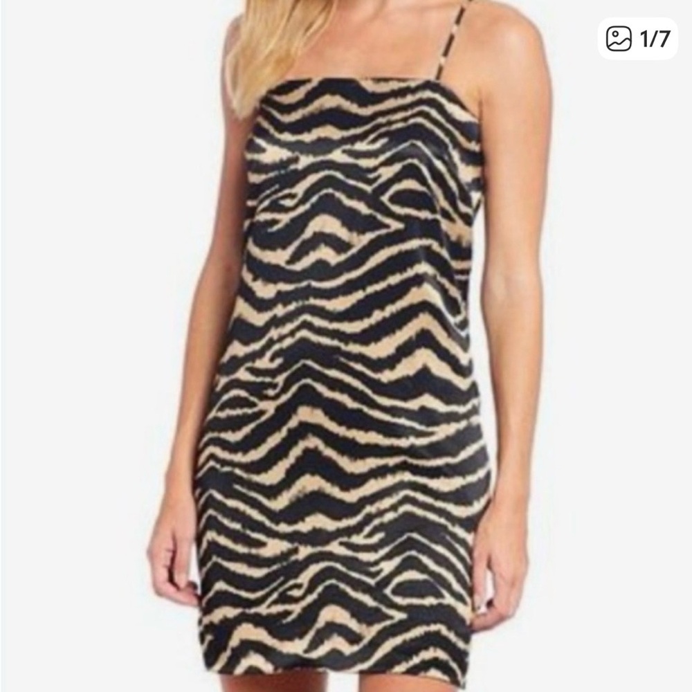 Gianni Bini Black and Tan Animal Print Mini Dress
